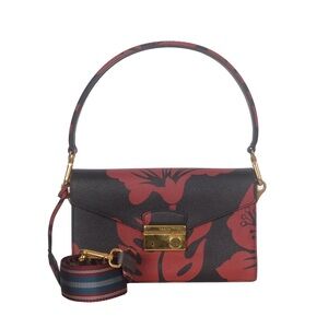 Prada Black and Red Floral Crossbody Bag